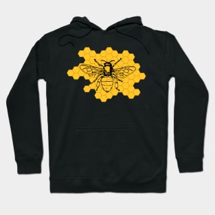 Black Bee on Yellow Honeycomb Hoodie